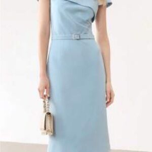 Elegant Blue One-Shoulder Dress